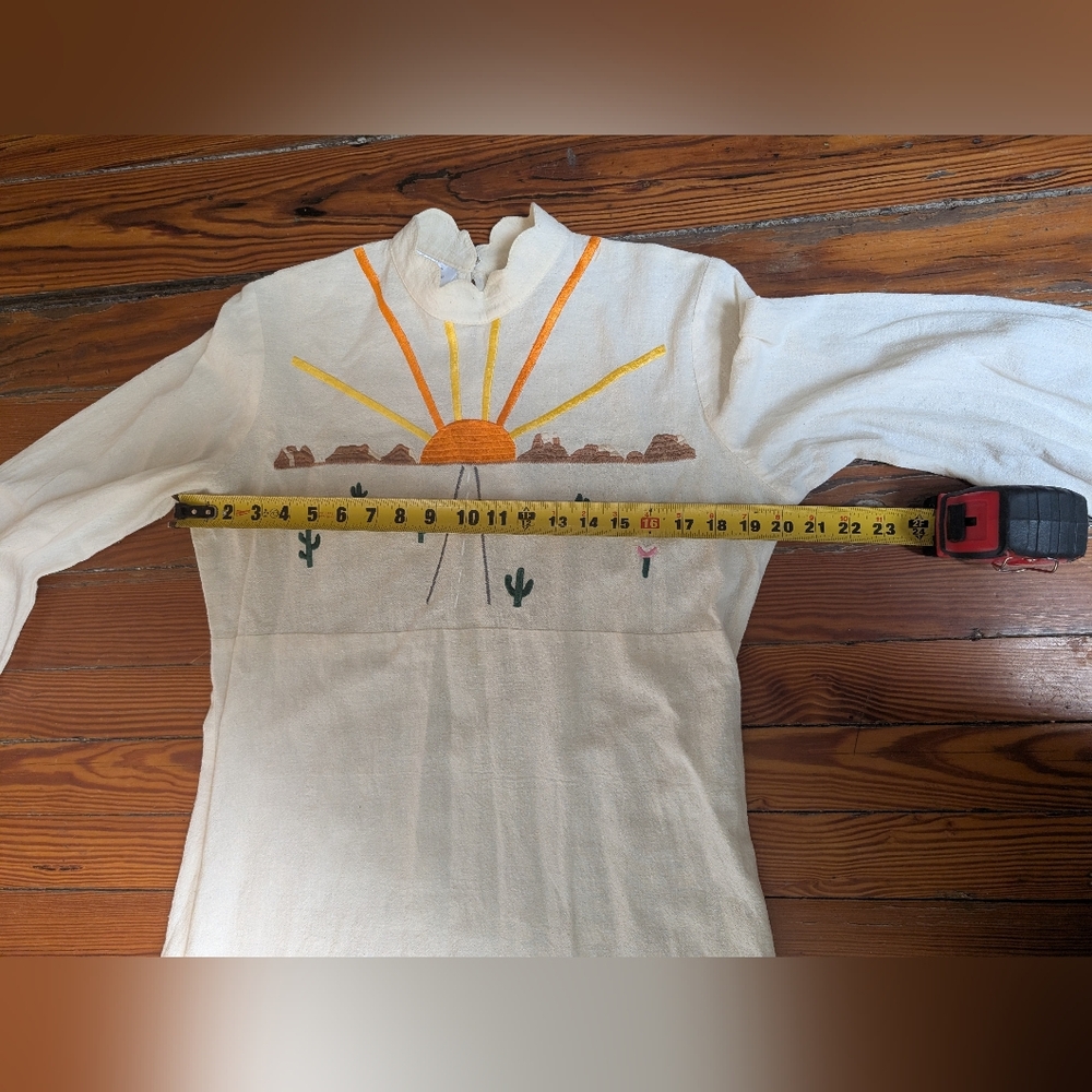 Desert Sun On The Road Embroidered Mini Dress S Southwest Boho Hippie Western - Picture 14 of 15